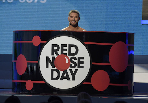 RED NOSE DAY -- Season: 1 -- Pictured: Kellan Lutz onstage at NBC's "Red Nose Day" Charity Event at the Hammerstein Ballroom in New York, NY on May 21, 2015 -- (Photo by: David Giesbrecht/NBC)