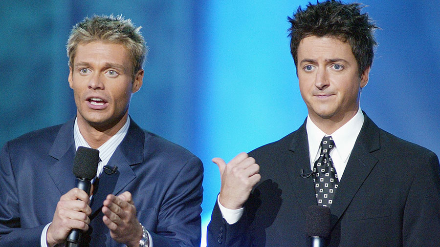 Ryan Seacrest and Brian Dunkleman at FOX-TV's "American Idol" finale at the Kodak Theatre in Hollywood, Ca. Wednesday, Sept. 4, 2002. Photo  by Kevin Winter/ImageDirect