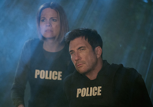 "The Woods" -- Beth desperately fights for her life after her deranged stalker drags her to a remote cabin in Ojai, leaving Jack (Dylan McDermott, right) and Janice (Mariana Klaveno, left) to frantically search for clues to their location, on STALKER, on a special night and time, Monday, April 27 (9:00-9:59 PM, ET/PT) on the CBS Television Network.  Photo: Neil Jacobs/CBS ÃÂ©2015 CBS Broadcasting, Inc. All Rights Reserved