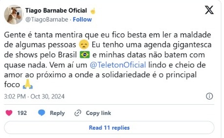 Thiago Barnabé desmente que teria sido rejeitado por Eliana 1 WhatsApp Image 2024 10 31 at 10.32.00