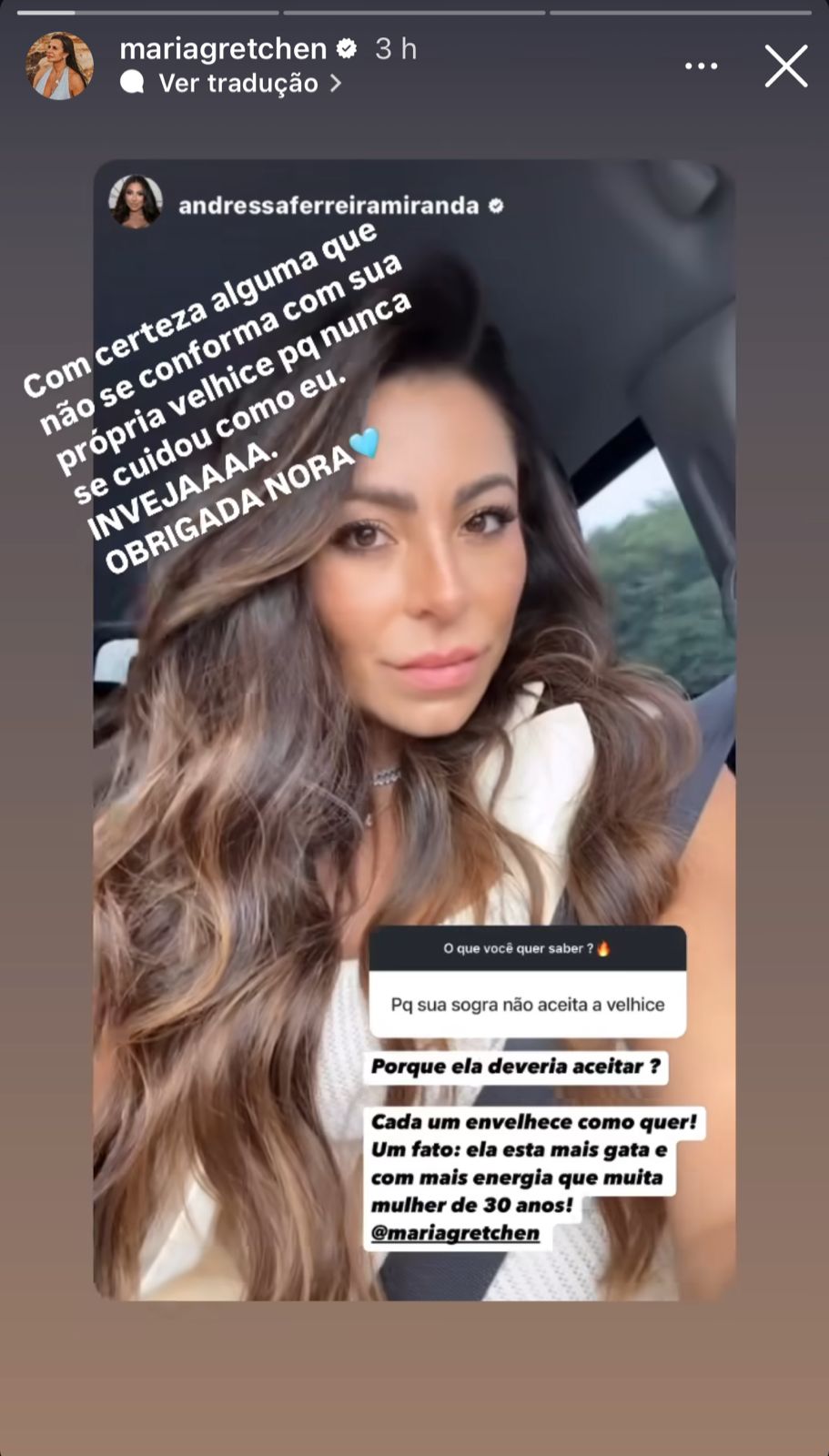 Gretchen reage comentário e rebate crítica sobre envelhecimento 2 Gretchen via instagram storie
