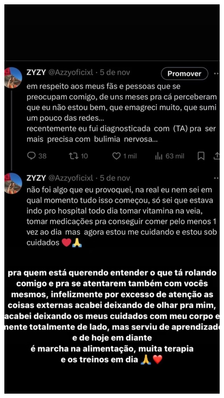 azzy descobre problema de saude apos ser internada