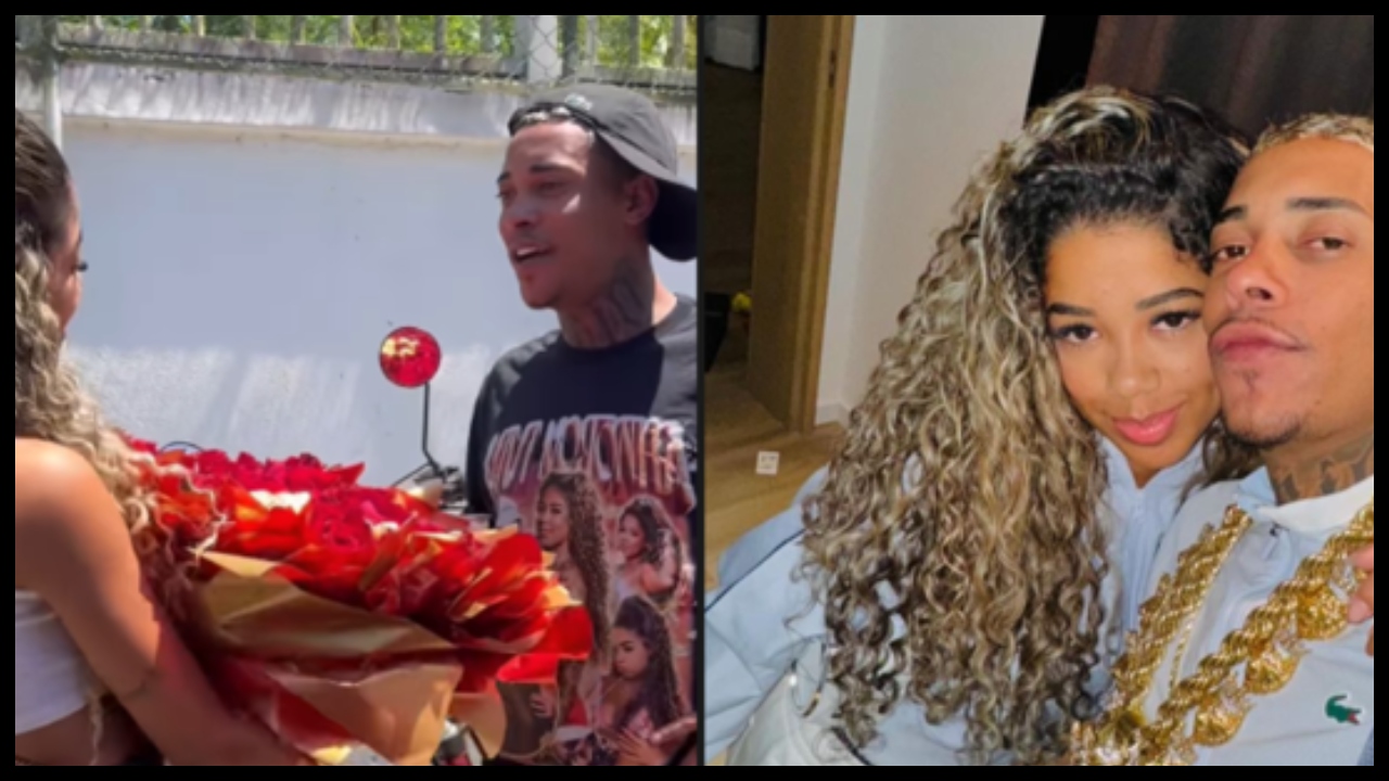 MC Poze surpreende sua esposa com buquê de flores e balões 1 mc poze surpreende sua esposa com buque de flores e baloes
