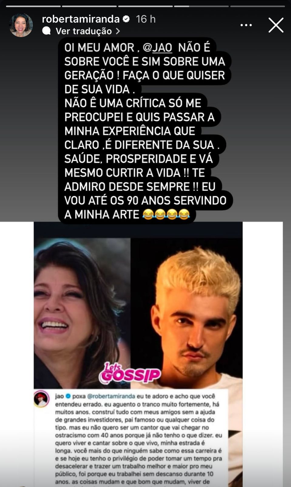 Roberta Miranda via instagram storie